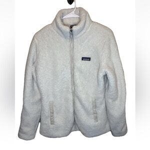 Patagonia Women’s Los Gatos White Fleece Jacket Zip Up Size L EUC Soft Warm Cozy